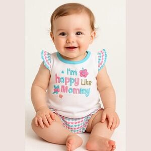 Koala Baby Girls Outfit Size 0-3 Mo Happy Like Mommy Set Top Bloomers Summer NEW